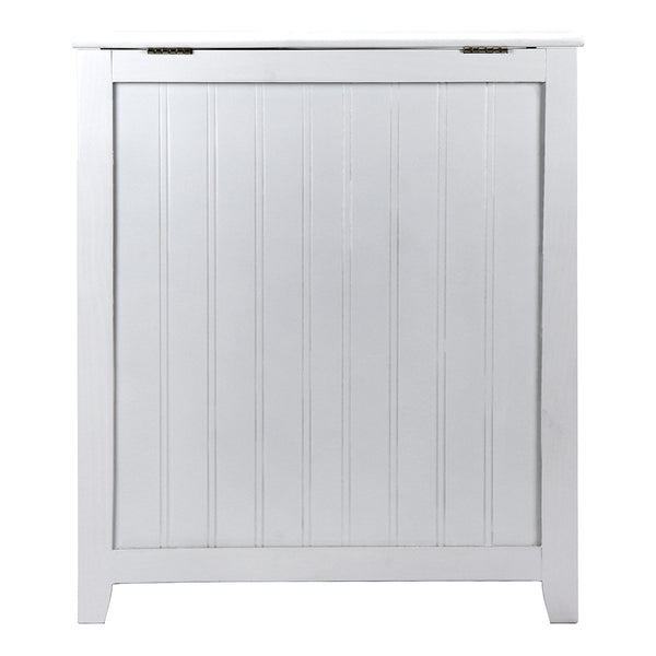 Oceanstar Oceanstar White Finished Bowed Front Laundry Wood Hamper With Interior Bag BHP0106W