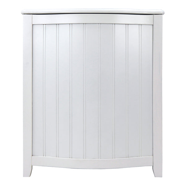 Oceanstar Oceanstar White Finished Bowed Front Laundry Wood Hamper With Interior Bag BHP0106W