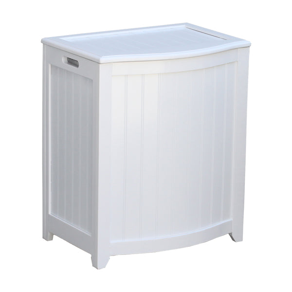 oceanstar Oceanstar White Finished Bowed Front Laundry Wood Hamper with Interior Bag BHP0106W