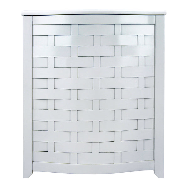 Oceanstar Oceanstar White Finished Bowed Front Veneer Laundry Wood Hamper With Interior Bag BHV0100W