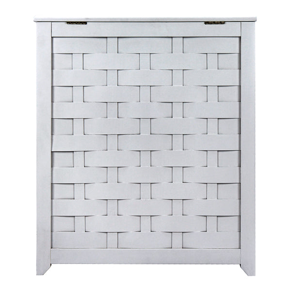 Oceanstar Oceanstar White Finished Bowed Front Veneer Laundry Wood Hamper With Interior Bag BHV0100W