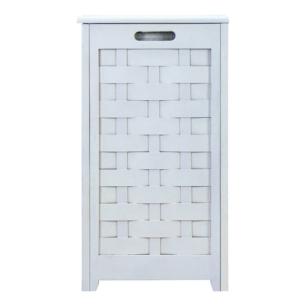 Oceanstar Oceanstar White Finished Rectangular Veneer Laundry Wood Hamper With Interior Bag RHV0103W