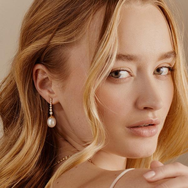 Octavia Elizabeth Baroque Pearl & Diamond Nesting Gem Drop Earrings