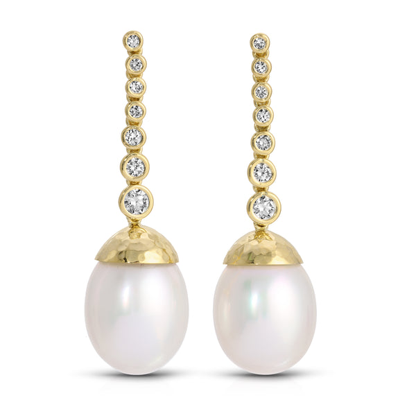 octavia elizabeth Baroque Pearl & Diamond Nesting Gem Drop Earrings