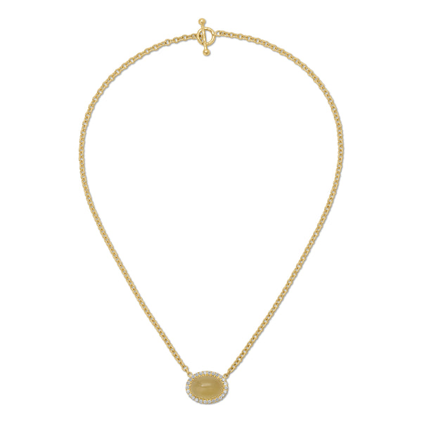 Octavia Elizabeth Bermuda Grass Necklace - Diamond & Green Beryl