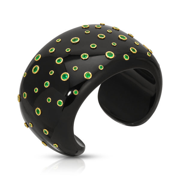 Octavia Elizabeth Black Jade Emerald Nesting Gem Cuff