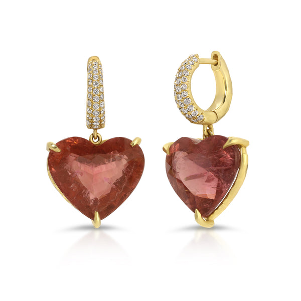 octavia elizabeth Charmed Pavé Micro Yana Hoop with Rubellite Heart