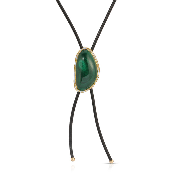 Octavia Elizabeth Coast Lariat - Leather And Malachite