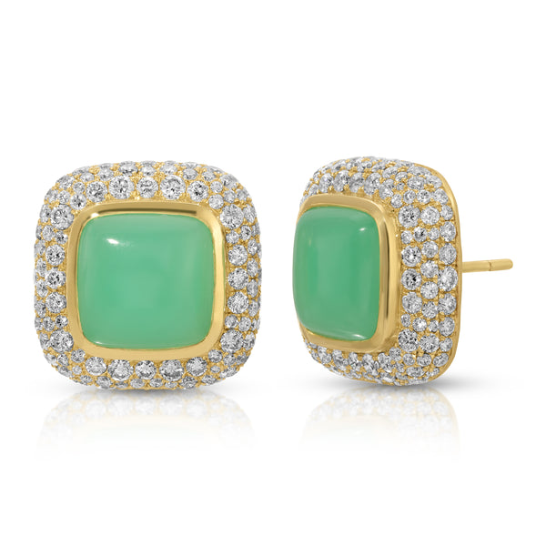Octavia Elizabeth Cobblestone Gemmed Topaz And Chrysoprase Earrings