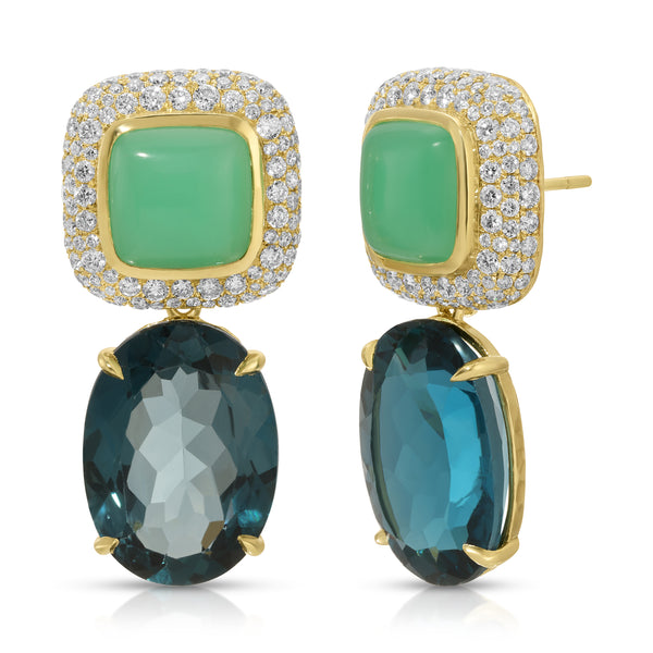 octavia elizabeth Cobblestone Gemmed Topaz and Chrysoprase Earrings