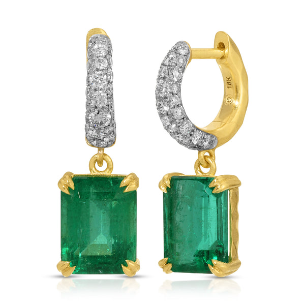 octavia elizabeth Cobblestone Micro Diamond Hoop with Emerald