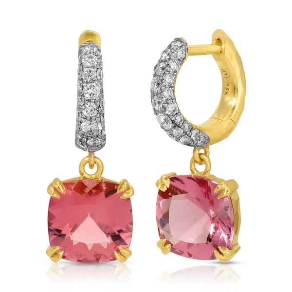 octavia elizabeth Cobblestone Micro Diamond Hoop with Morganite