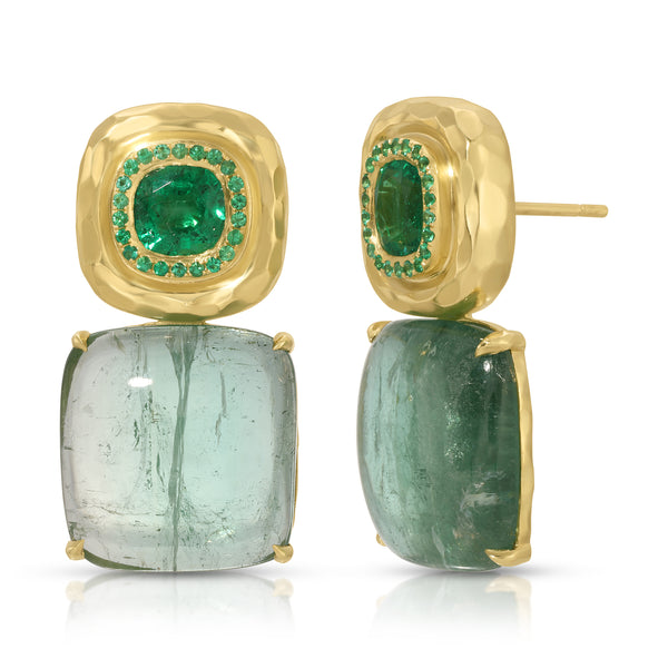 octavia elizabeth Double Orbit Emerald and Tourmaline Earring