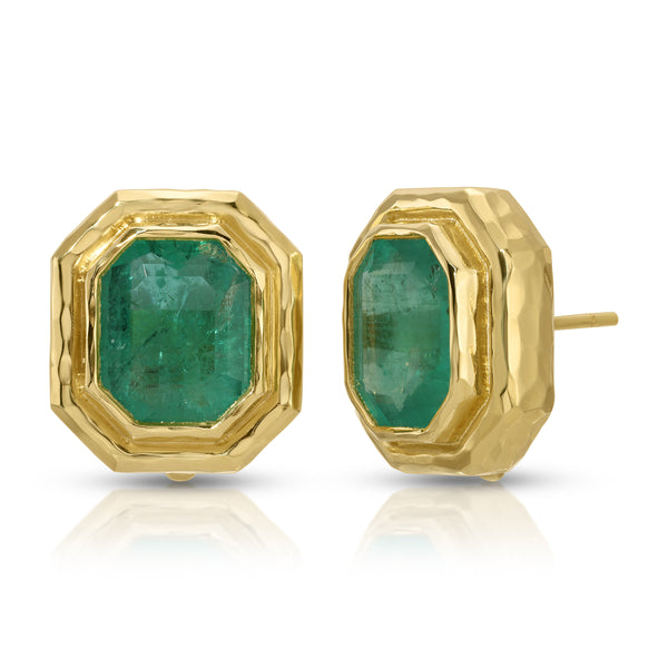 Octavia Elizabeth Double Orbit Kite Emerald & Rubellite Earring