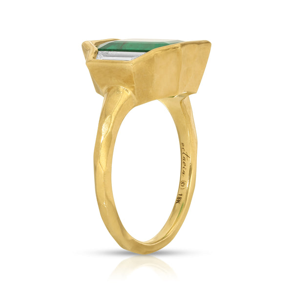 Octavia Elizabeth Emerald And Diamond Trio Ring - 4.28 Carats