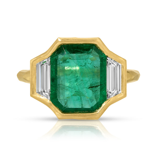 octavia elizabeth Emerald and Diamond Trio Ring - 4.28 Carats