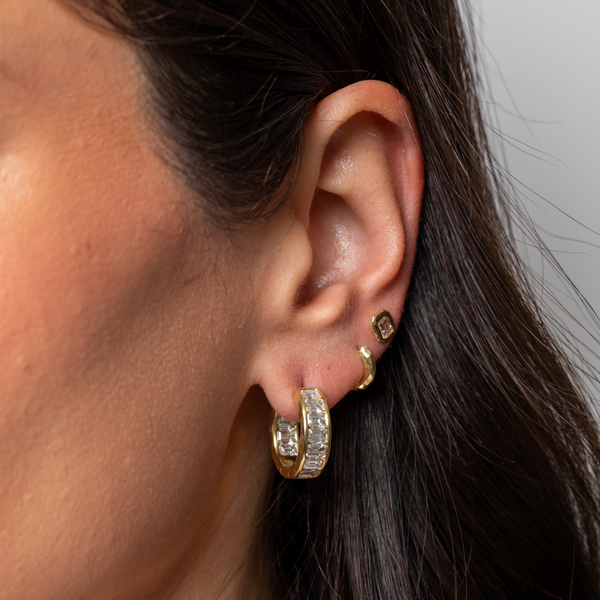 Octavia Elizabeth Emerald Cut Diamond Ivy Eternity Hoops - 5.71 Carats