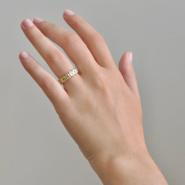 Octavia Elizabeth Emerald Cut Diamond Petite Nesting Gem Eternity Ring