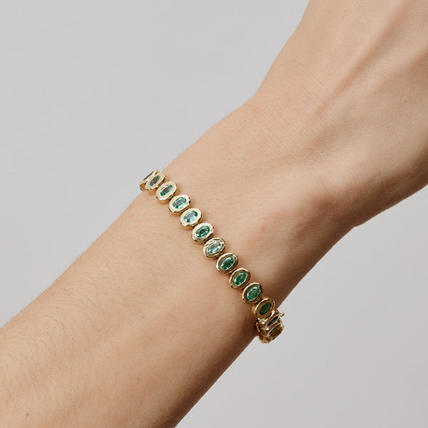Octavia Elizabeth Emerald Oval Nesting Gem Tennis Bracelet