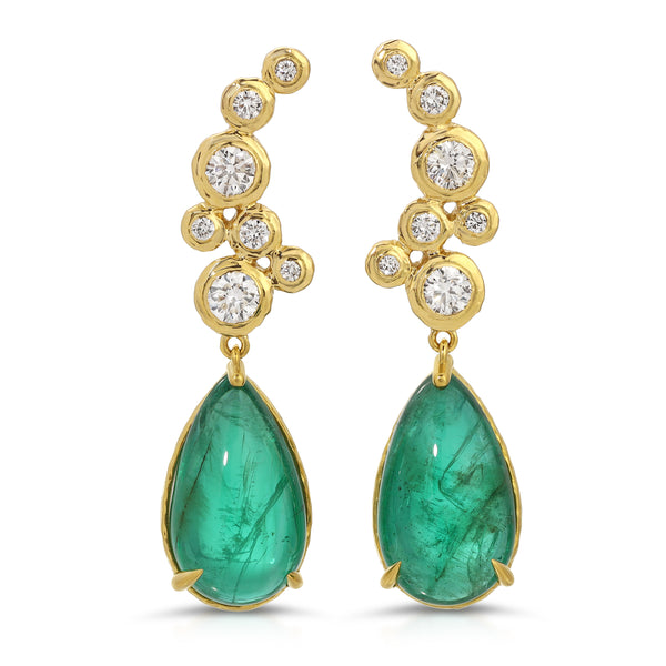 octavia elizabeth Floating Diamond Nesting Gem and Emerald Drop Earrings