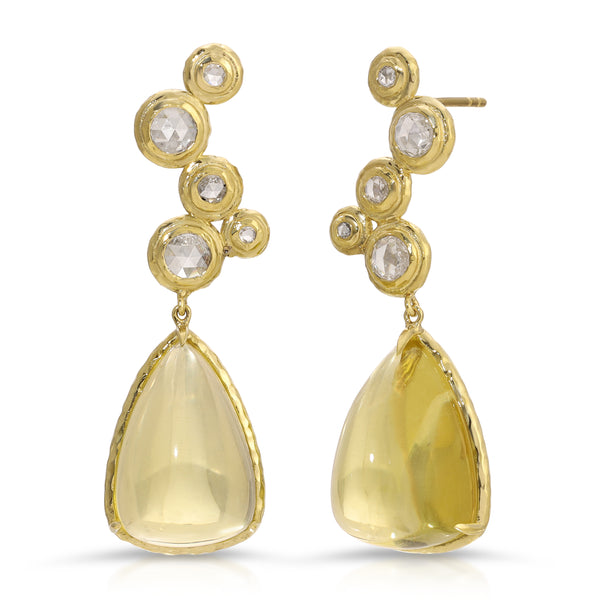 octavia elizabeth Floating Rose Cut Nesting Gem and Citrine Drop Earrings