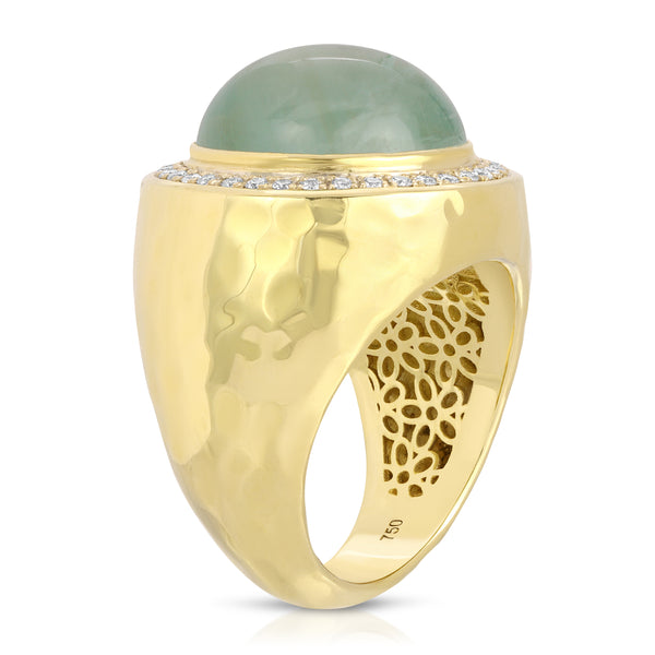 Octavia Elizabeth Green Beryl Cabochon Blossom Ring