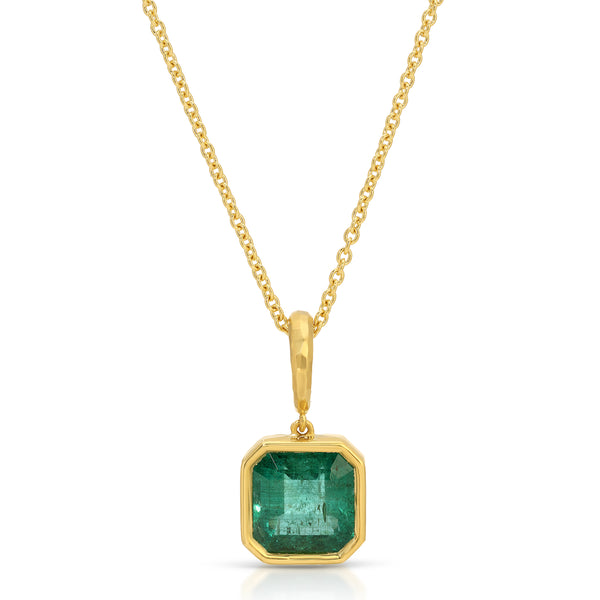 Octavia Elizabeth Hidden Gem Pendant - Asscher Cut Emerald