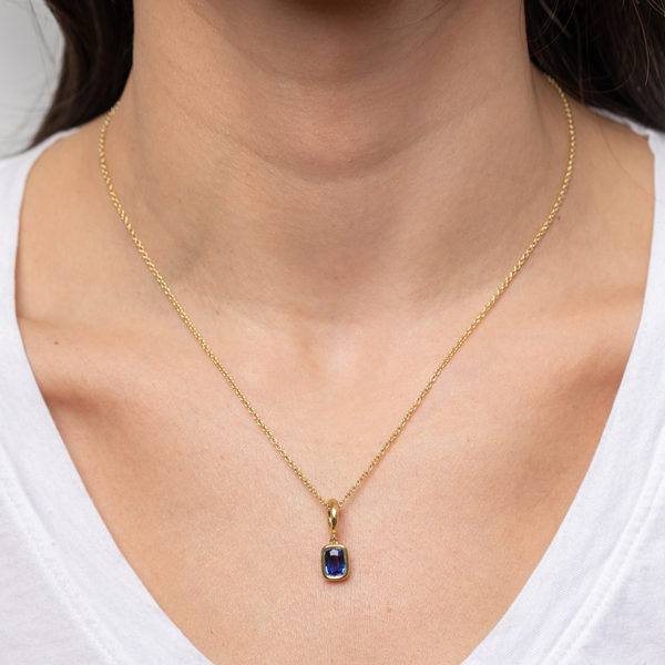 Octavia Elizabeth Hidden Gem Pendant - Elongated Cushion Sapphire