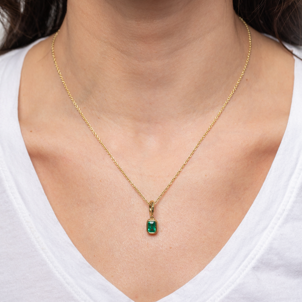 Octavia Elizabeth Hidden Gem Pendant - Emerald Cut Emerald - 1.10 Carats