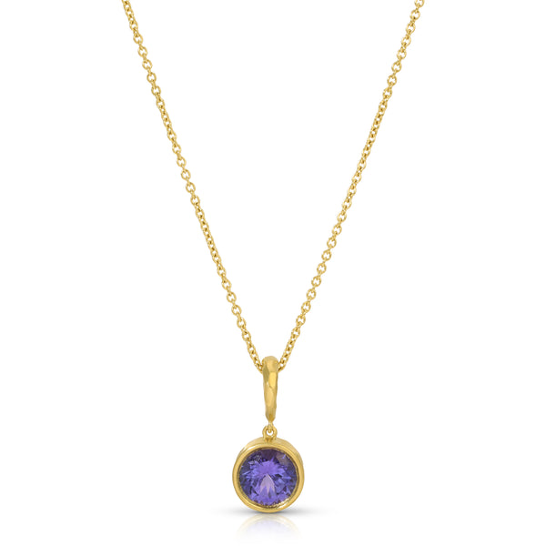 Octavia Elizabeth Hidden Gem Pendant - Round Tanzanite