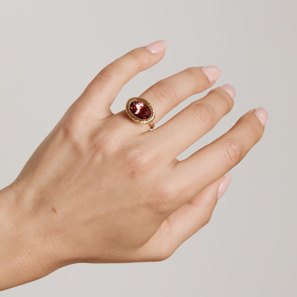 Octavia Elizabeth Mirage Ring - Peach Oval Tourmaline