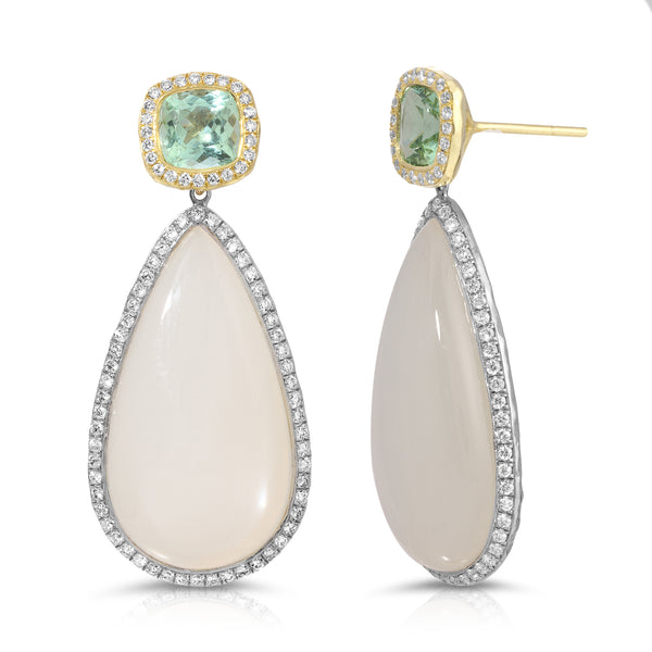 octavia elizabeth Moonstone & Mint Tourmaline Earrings