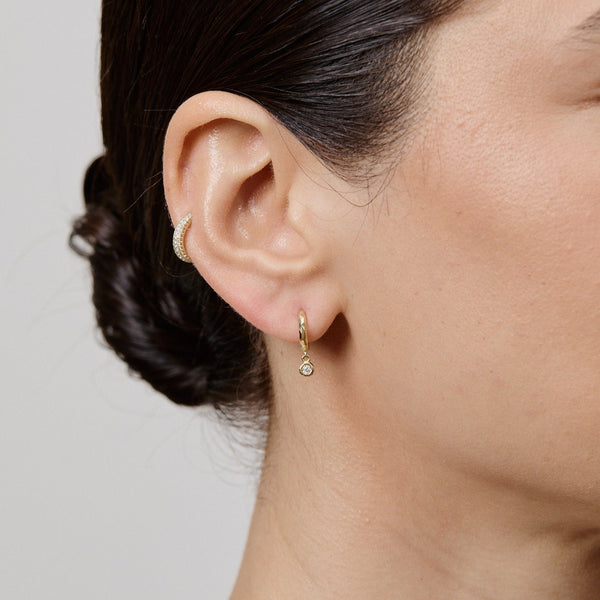 Octavia Elizabeth Nano Nesting Diamond Round Charmed Micro Gabby Hoops