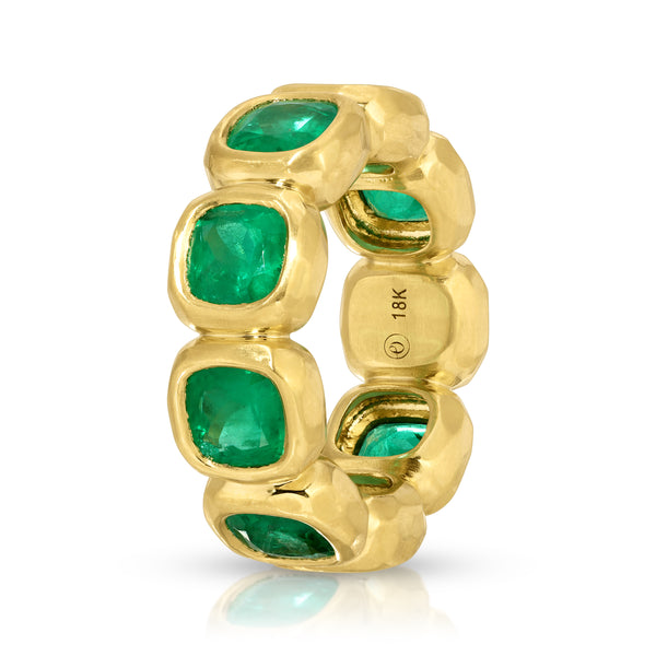 Octavia Elizabeth Nesting Gem Eternity Ring - Cushion Emerald