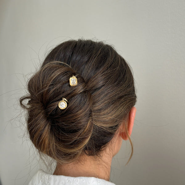 Octavia Elizabeth Nesting Gem Hair Pin - 1.62 Carat Round Diamond