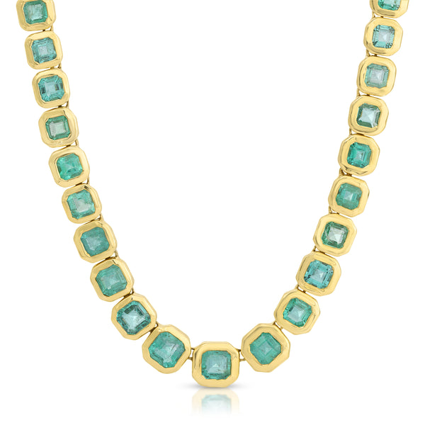 Octavia Elizabeth Asscher Emerald Tennis Necklace