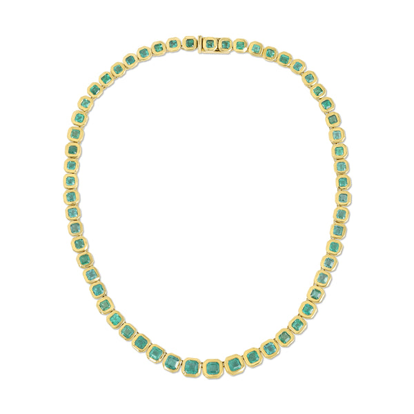 octavia elizabeth Asscher Emerald Tennis Necklace