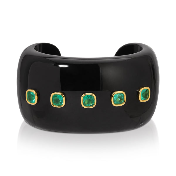 octavia elizabeth Black Jade Cushion Emerald Cuff