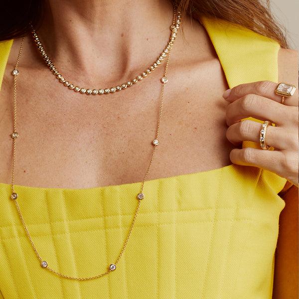 Octavia Elizabeth Diamond Blossom Tennis Necklace