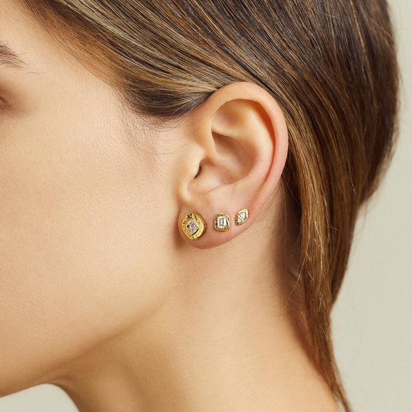 Octavia Elizabeth Emerald Cut Nesting Gem Studs