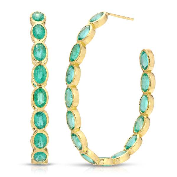 octavia elizabeth Emerald Oval Eternity Hoops