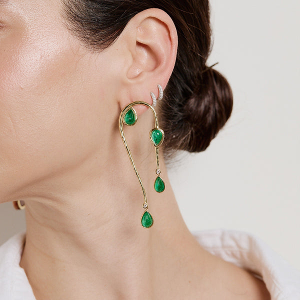 Octavia Elizabeth Eucalyptus Emerald Earrings