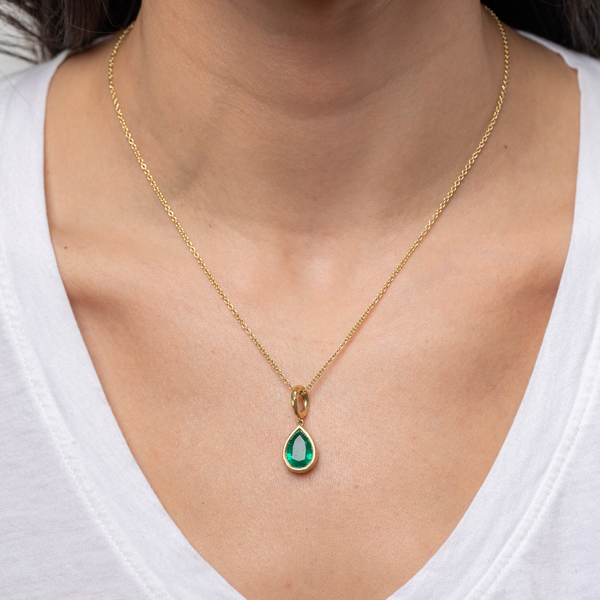 Octavia Elizabeth Hidden Gem Pendant - Emerald Pear
