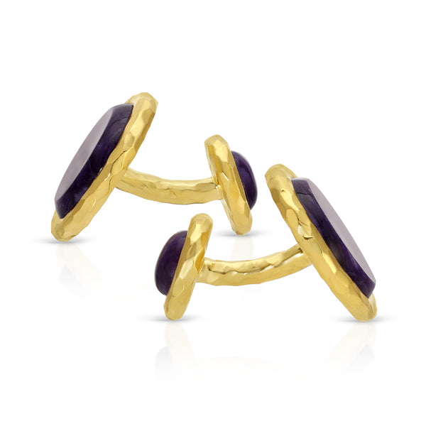 Octavia Elizabeth Nesting Gem Cuff Links - Charoite