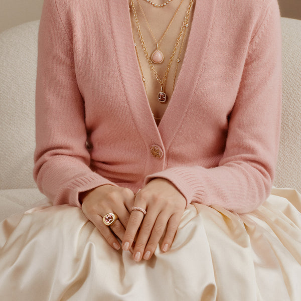 Octavia Elizabeth Pear Shaped Pink Opal Necklace