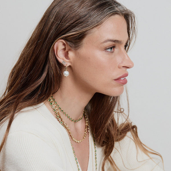 Octavia Elizabeth Pearl Drops With Diamonds