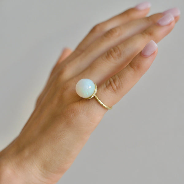 Octavia Elizabeth Petite Opal Orb Ring