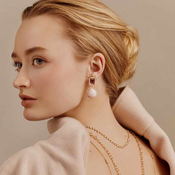 Octavia Elizabeth Pink Opal & Tourmaline Earrings