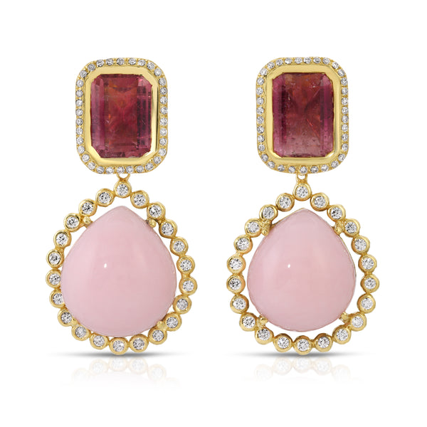 Octavia Elizabeth Pink Opal & Tourmaline Earrings