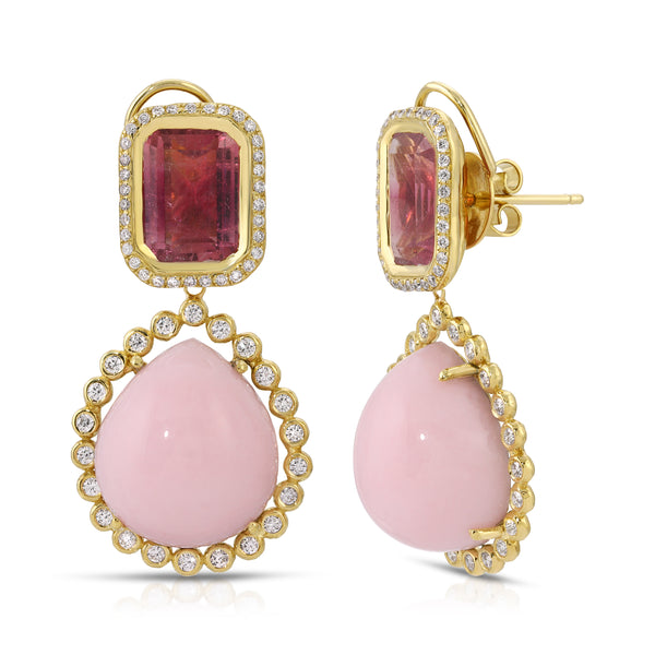 octavia elizabeth Pink Opal & Tourmaline Earrings